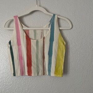 State the Label Multicolor Striped Crop Top